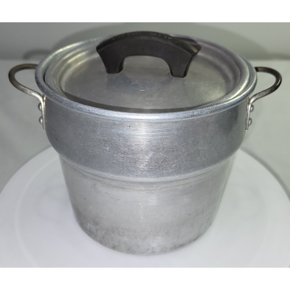 Wear-Ever Steamer Pot Aluminum Vintage 2-Piece Cookware with Lid Silver